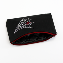 Load image into Gallery viewer, Halloween Embroidered Make-up Pouch - Lavender or Burgundy Spider Design
