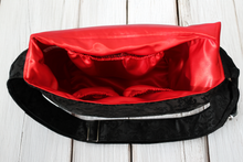 Load image into Gallery viewer, Black Damask Messenger Bag, Victorian Style Crossbody Purse