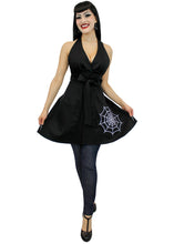 Load image into Gallery viewer, model wearing Spiderweb Black Vintage Inspired Apron