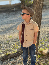 Load image into Gallery viewer, Boy&#39;s Bowler Tan Retro Cotton Top