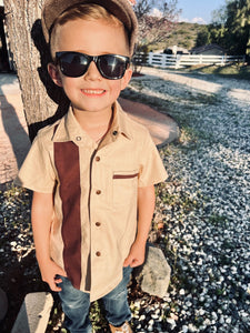 Boy's Bowler Tan Retro Cotton Top