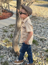 Load image into Gallery viewer, Boy&#39;s Bowler Tan Retro Cotton Top