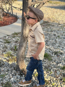 Boy's Bowler Tan Retro Cotton Top