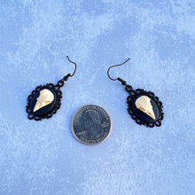 Load image into Gallery viewer, Edgar Allen Poe Inspired Raven resin Skull Cameo Earrings