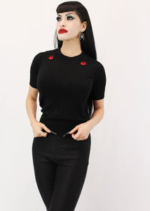 Red Sparrows Black Rockabilly Top