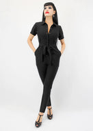 One Piece Long Black Play Suit Jumpsuit