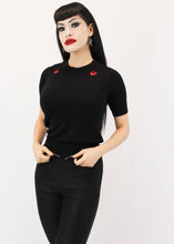 Load image into Gallery viewer, Red Sparrows Black Rockabilly Top