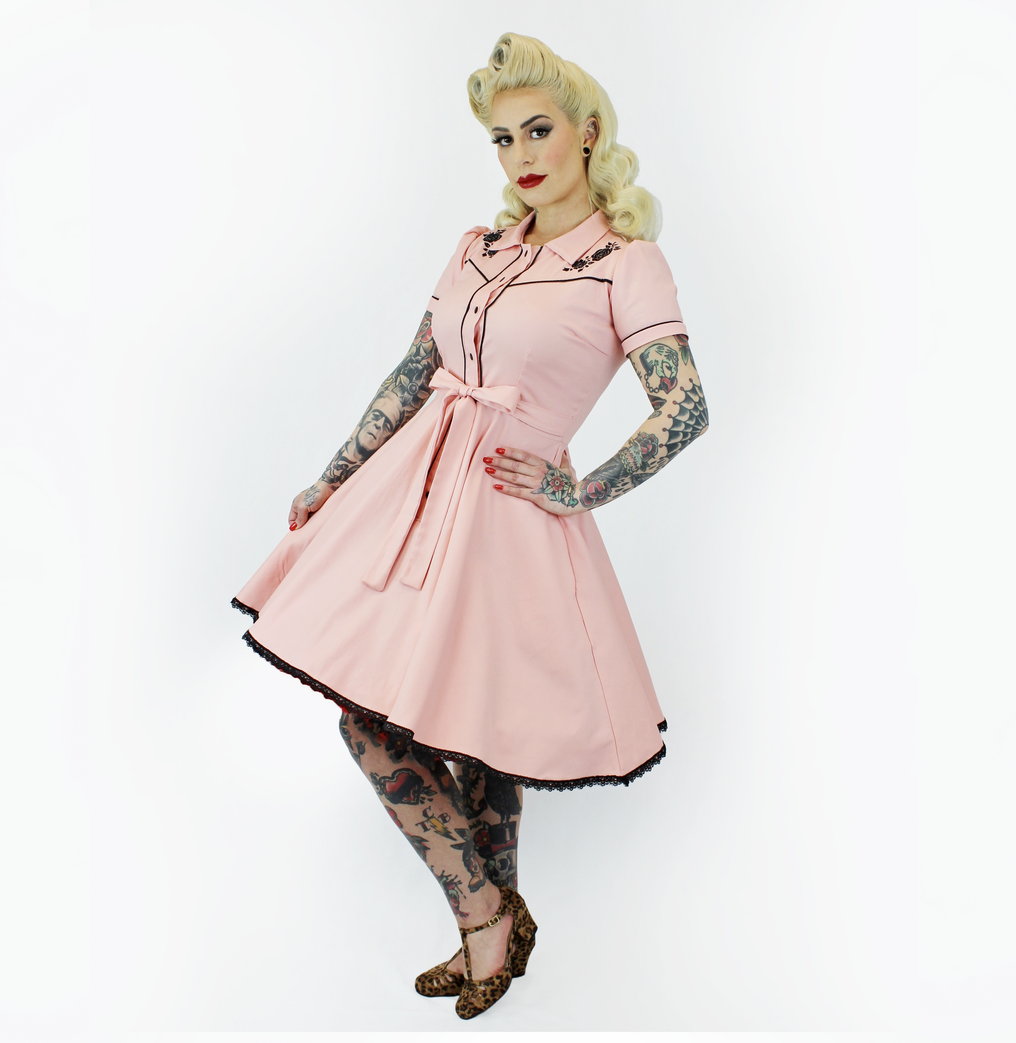 Dolly Dearest Pink Western Vintage Inspired Dress (XS-3XL) 3XL Dolly Dearest Pink Western Vintage Inspired Dress (XS-3XL) 3XL
