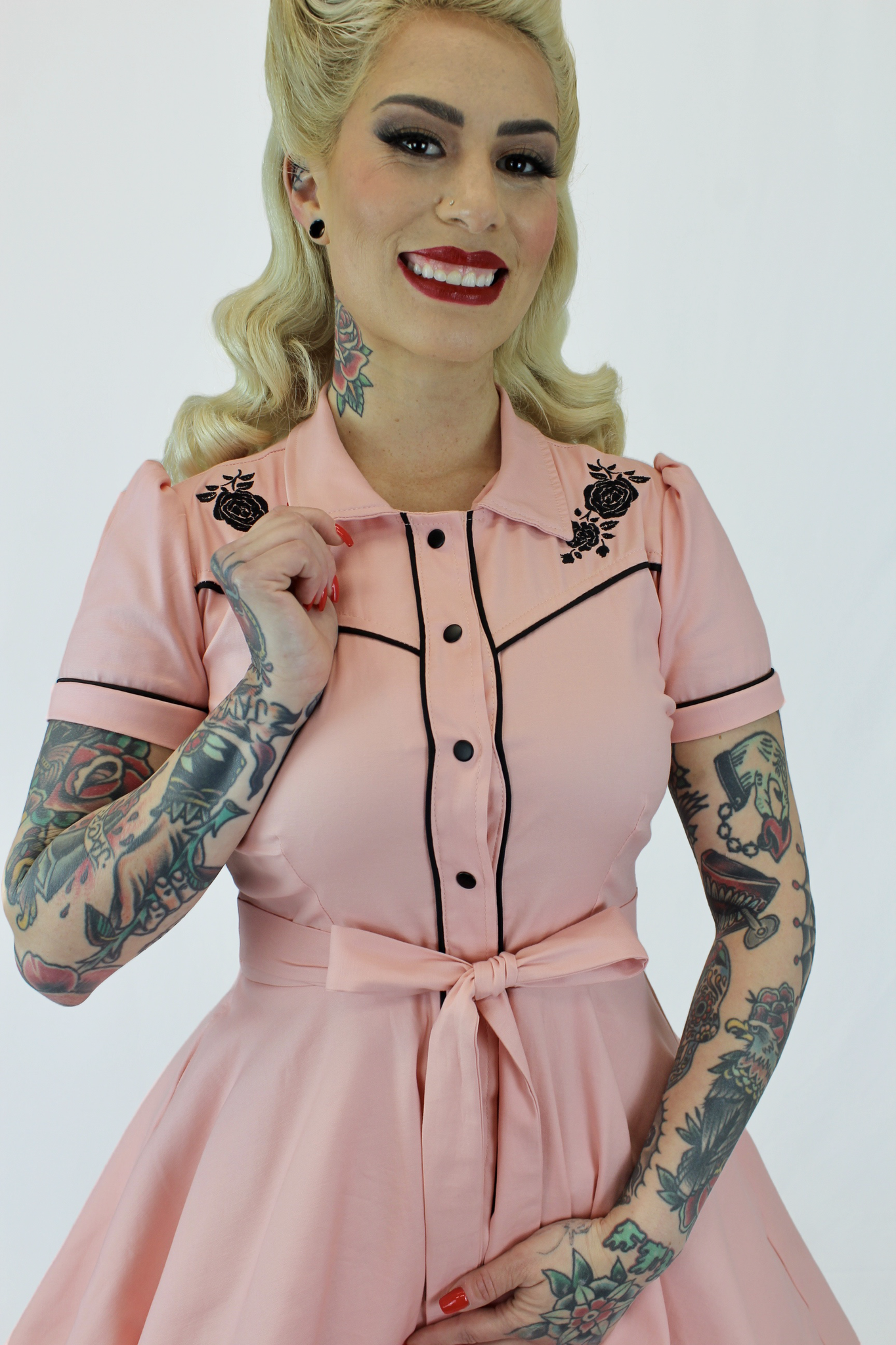 pink dress with black roses Blush Fancy Dress
