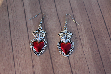 Sacred Heart Jewelry Dangle Corazon Earrings