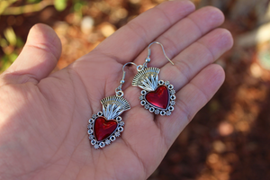 Sacred Heart Jewelry Dangle Corazon Earrings