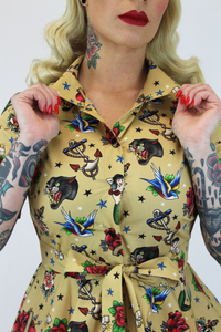 Tattoo Art Vintage Inspired Dress / Rockabilly Pinup Dress