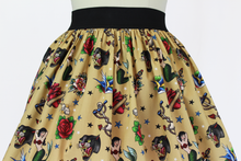 Load image into Gallery viewer, Vintage Inspired Tattoo Flash A-line Elastic Skirt