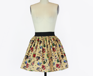 Vintage Inspired Tattoo Flash A-line Elastic Skirt