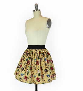 Vintage Inspired Tattoo Flash A-line Elastic Skirt