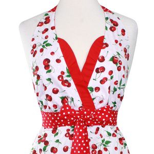 "Butter Me Up" Cherry Christmas Apron - Mrs. Claus' Cherry Pie Holiday Retro Apron