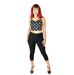 Model wearing Classic Black High Waist Capri Pants, front