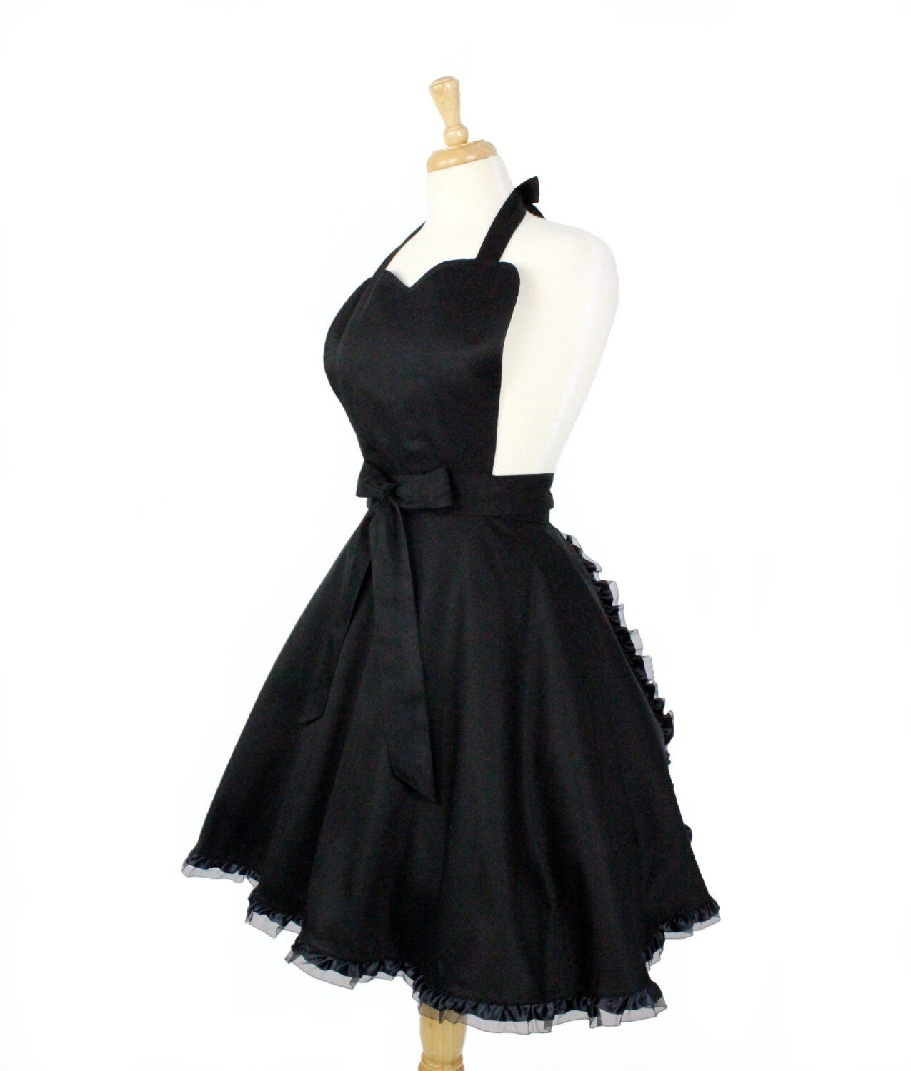 black apron dress Cross Back Apron Dress in Black